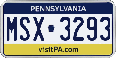 PA license plate MSX3293