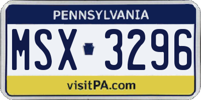 PA license plate MSX3296