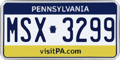 PA license plate MSX3299