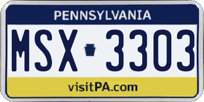 PA license plate MSX3303