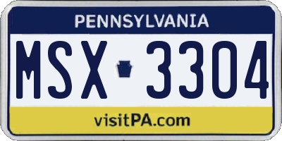 PA license plate MSX3304