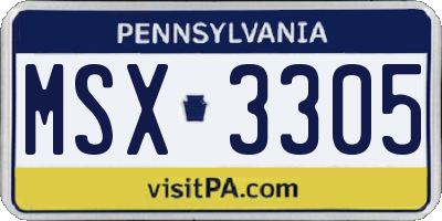 PA license plate MSX3305