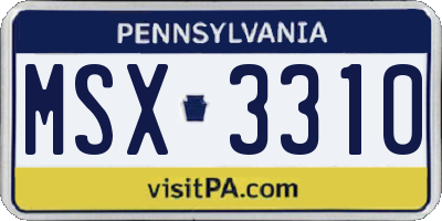 PA license plate MSX3310