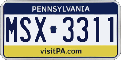 PA license plate MSX3311