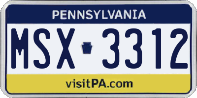 PA license plate MSX3312
