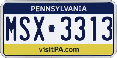 PA license plate MSX3313