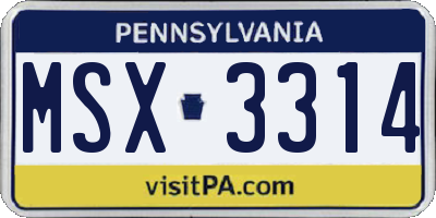 PA license plate MSX3314