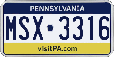 PA license plate MSX3316