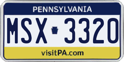 PA license plate MSX3320