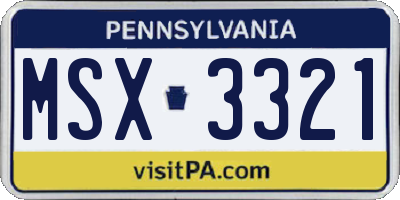 PA license plate MSX3321