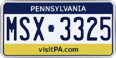 PA license plate MSX3325