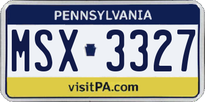 PA license plate MSX3327