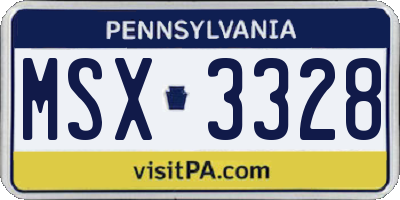 PA license plate MSX3328
