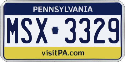 PA license plate MSX3329