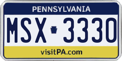 PA license plate MSX3330