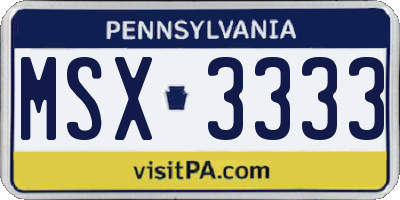 PA license plate MSX3333