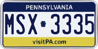 PA license plate MSX3335