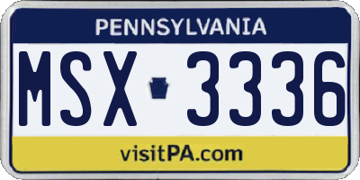 PA license plate MSX3336
