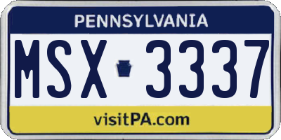PA license plate MSX3337