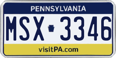 PA license plate MSX3346
