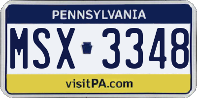 PA license plate MSX3348