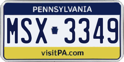 PA license plate MSX3349