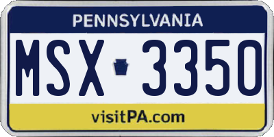 PA license plate MSX3350