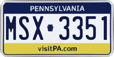 PA license plate MSX3351