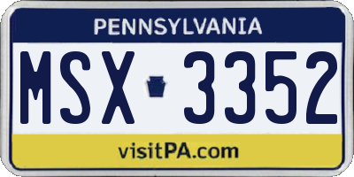 PA license plate MSX3352