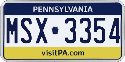 PA license plate MSX3354