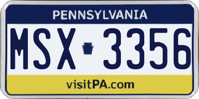 PA license plate MSX3356