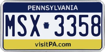 PA license plate MSX3358