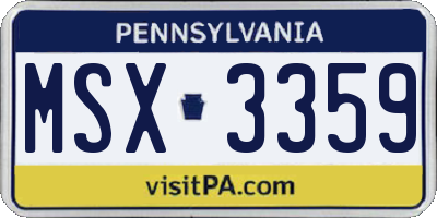 PA license plate MSX3359