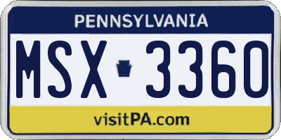 PA license plate MSX3360