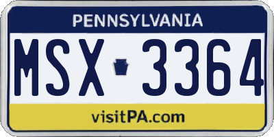 PA license plate MSX3364