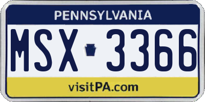 PA license plate MSX3366