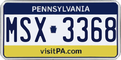 PA license plate MSX3368