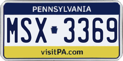 PA license plate MSX3369