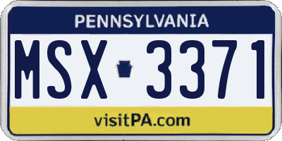 PA license plate MSX3371