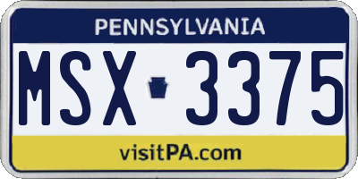 PA license plate MSX3375