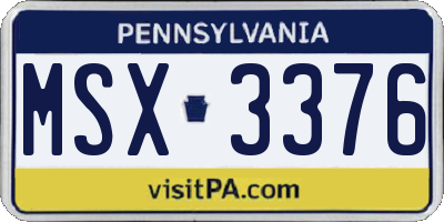 PA license plate MSX3376