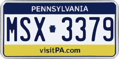 PA license plate MSX3379