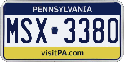 PA license plate MSX3380