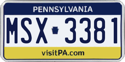 PA license plate MSX3381