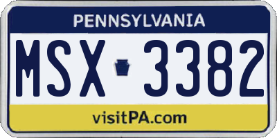 PA license plate MSX3382
