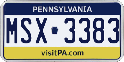 PA license plate MSX3383