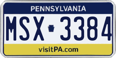 PA license plate MSX3384