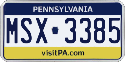 PA license plate MSX3385