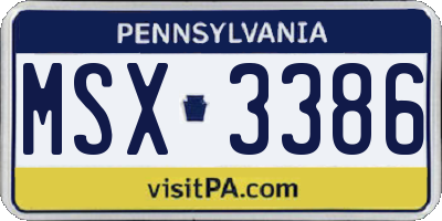PA license plate MSX3386
