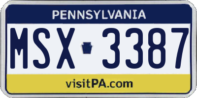 PA license plate MSX3387